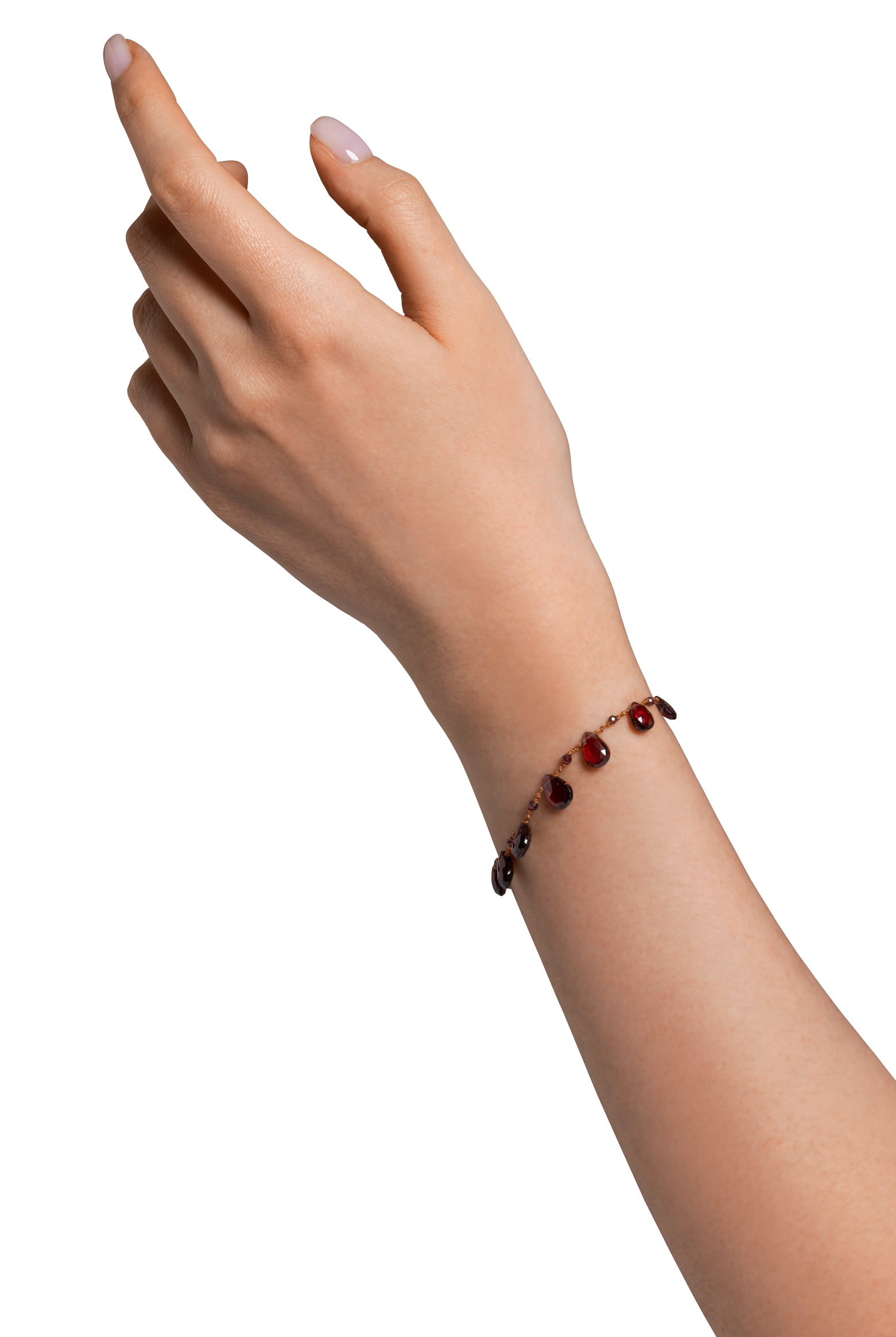 Bracelet 'Elston' Drops & Beads en grenat – bijou artisanal
