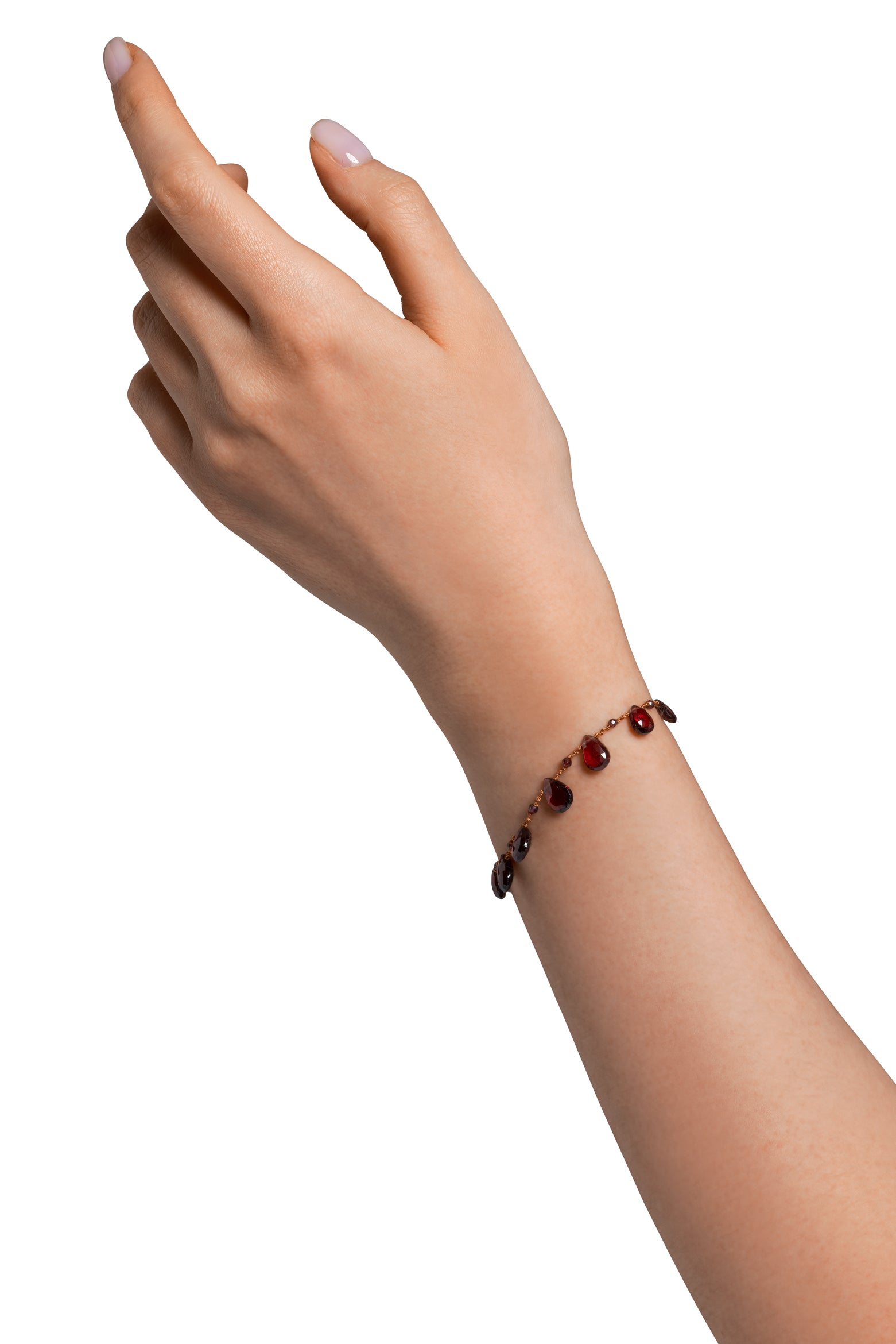 Bracelet 'Elston' Drops & Beads en grenat – bijou artisanal