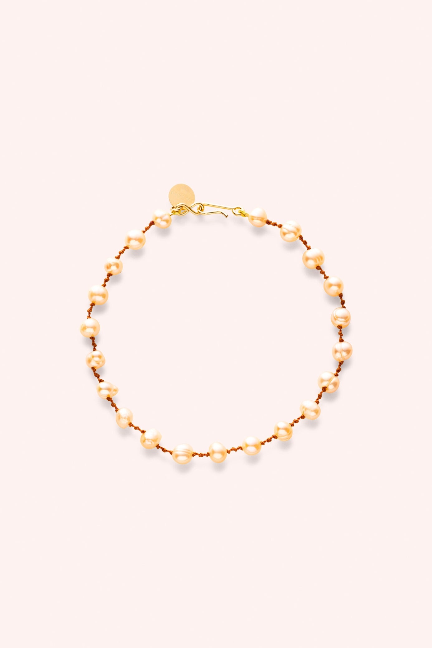 Bracelet de cheville 'Bird Pêche' avec perles pêche – bijou délicat