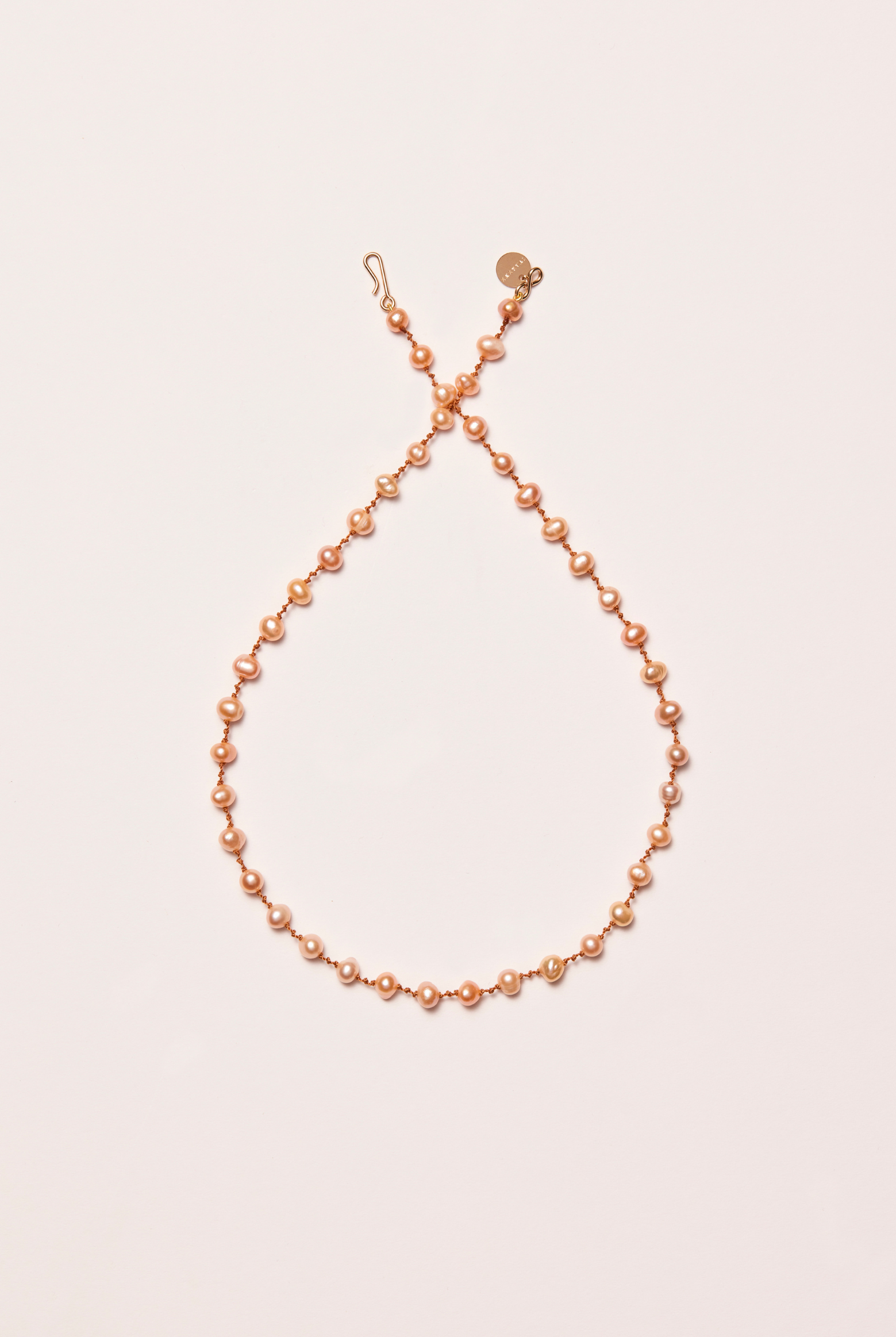 Collier 'Bird Pêche' avec perles pêche – bijou délicat fait main
