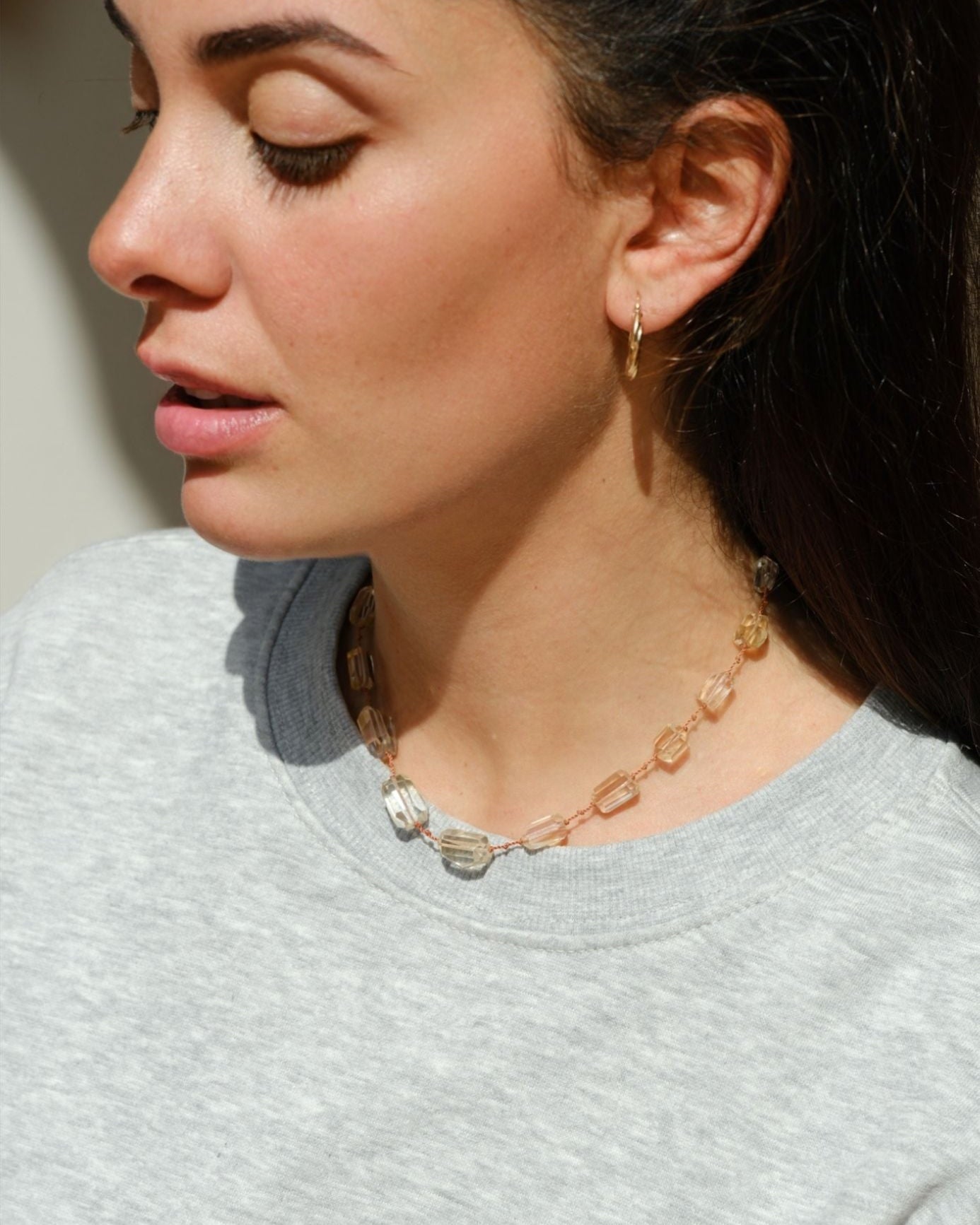 Choker en citrine sur cordon — IVARENE Paris