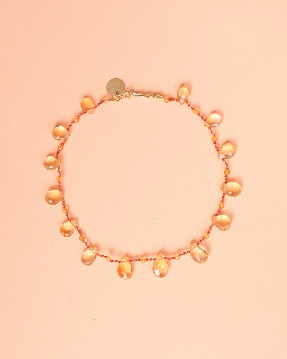 Bracelet de cheville en citrine sur cordon — IVARENE Paris