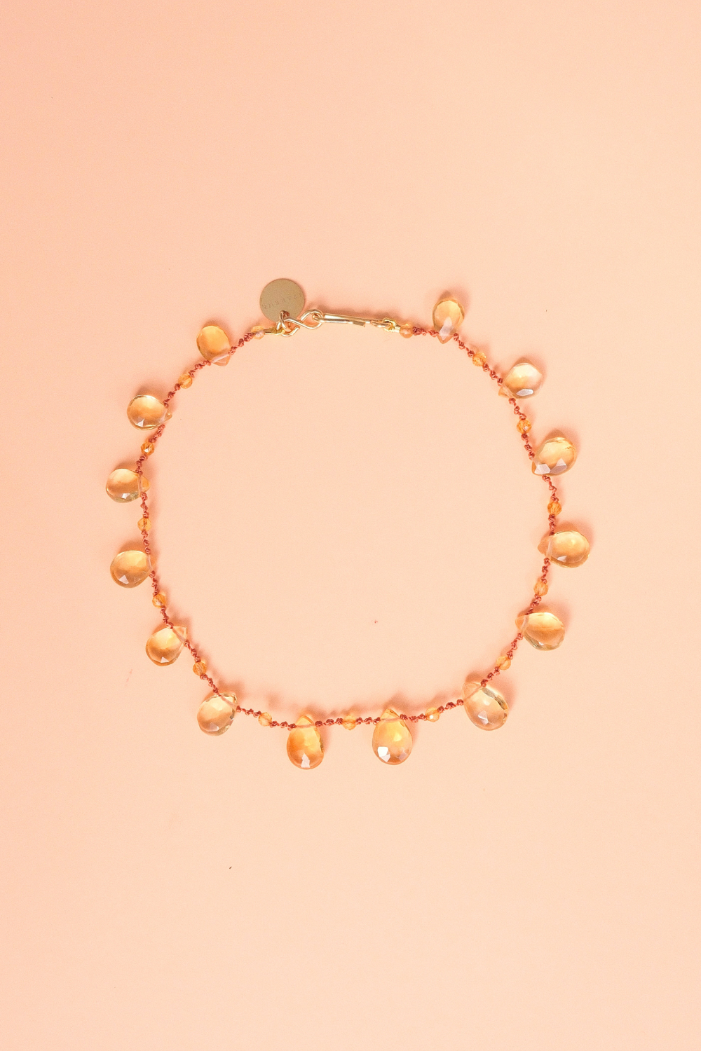 Bracelet de cheville en citrine sur cordon — IVARENE Paris