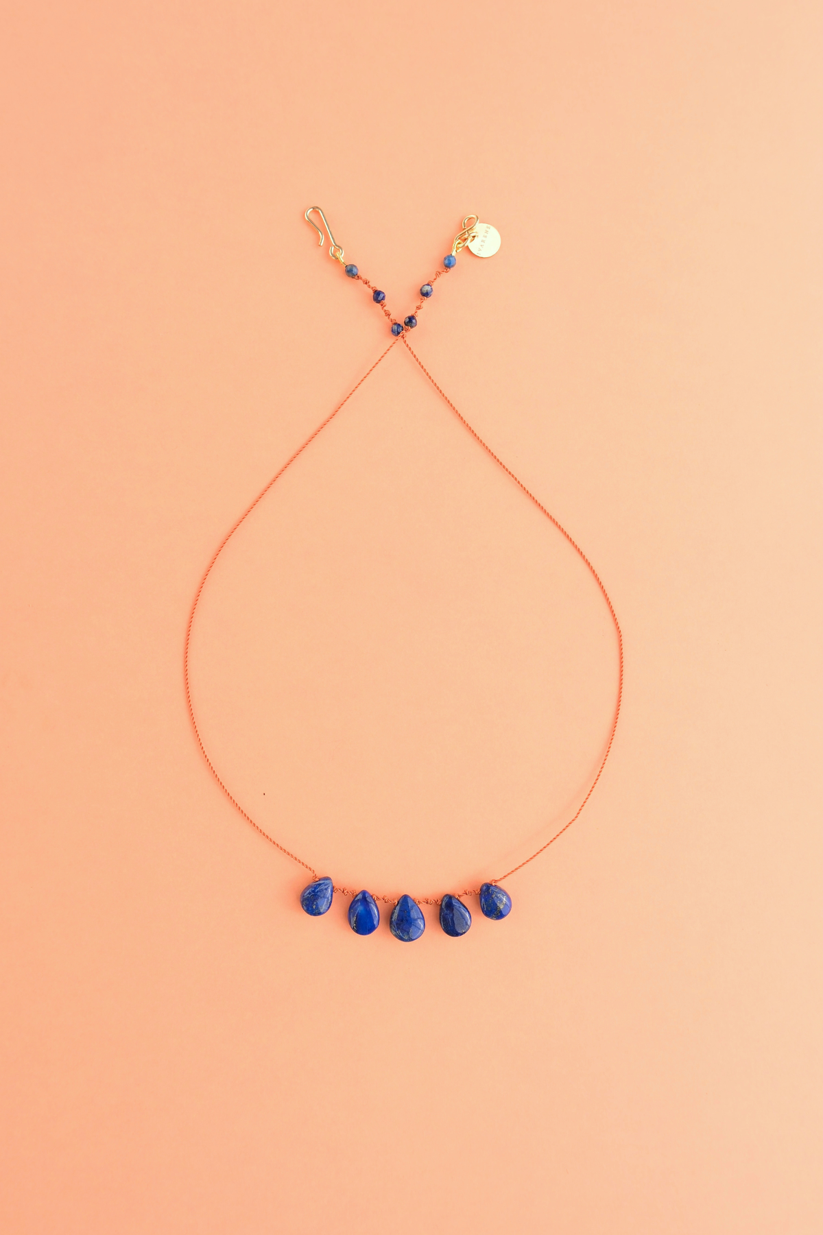 5-Drop Necklace in lapis lazuli on a cord — IVARENE Paris