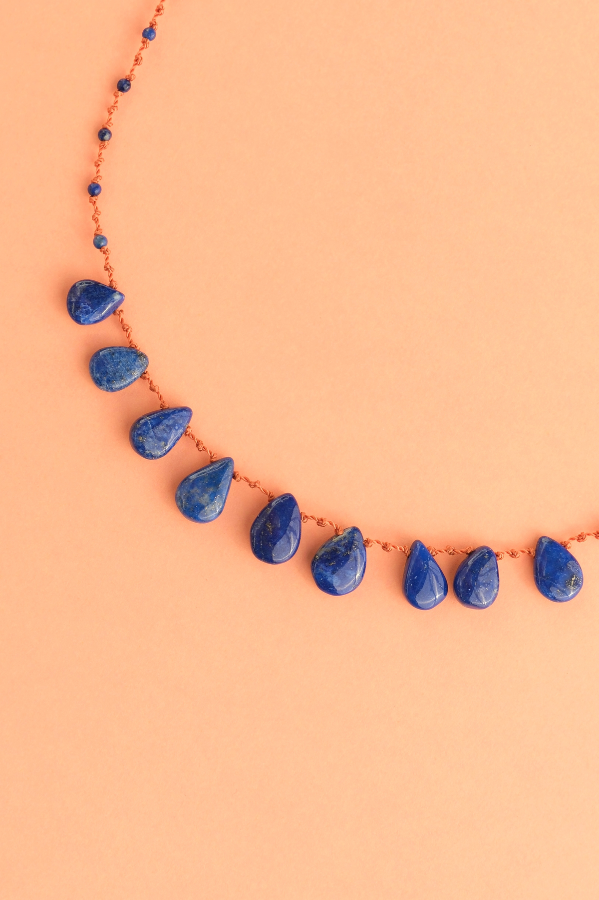 9-Drop Necklace in lapis lazuli, another view — IVARENE Paris