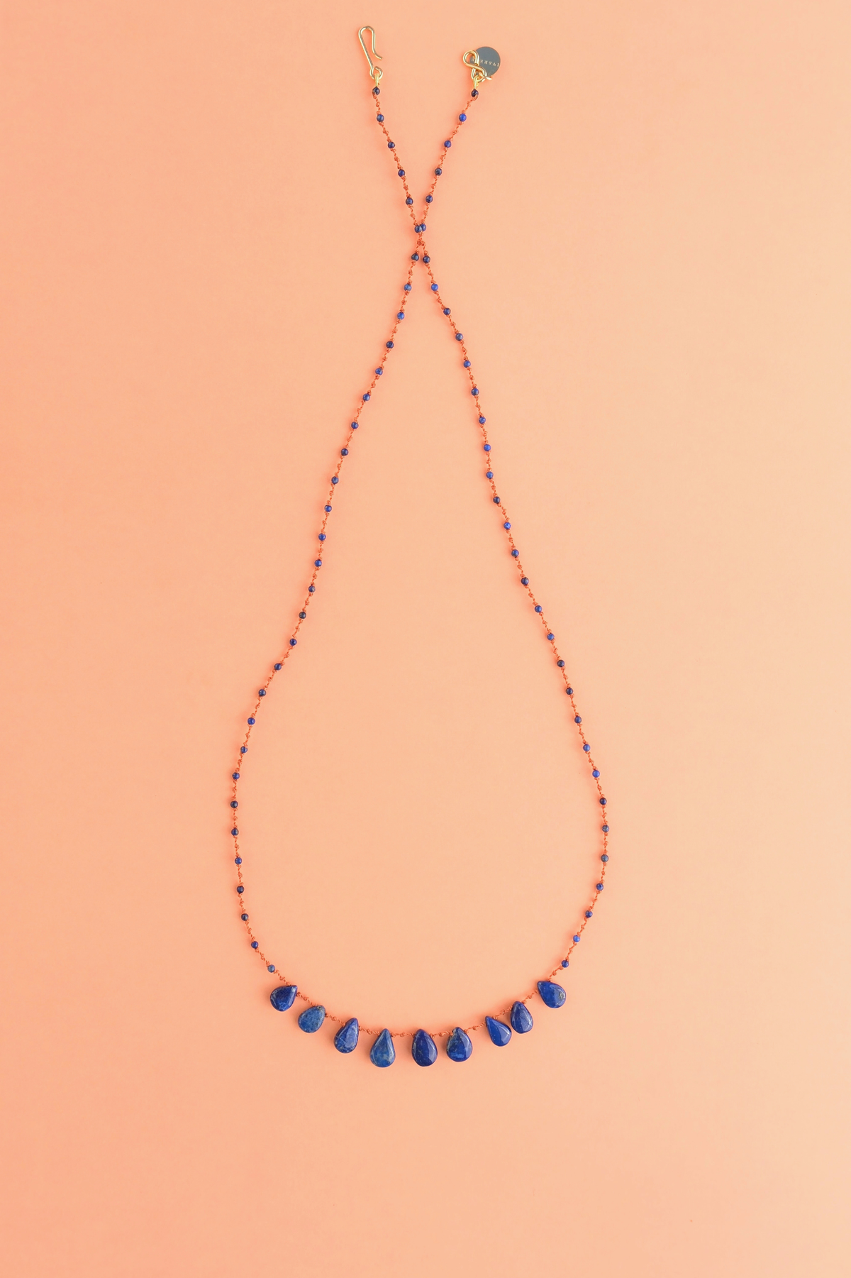 9-Drop Necklace in lapis lazuli on a cord — IVARENE Paris