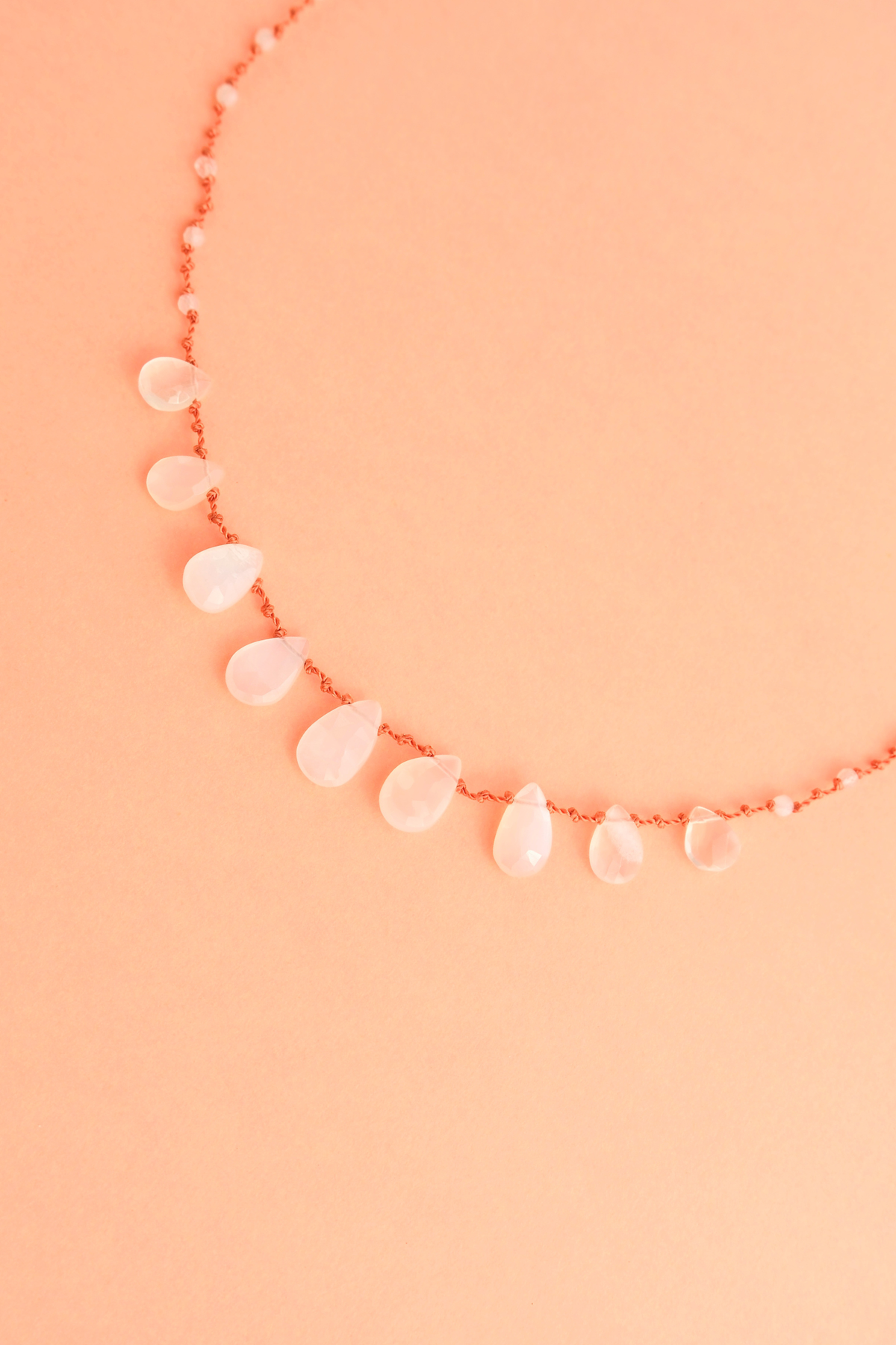 9-Drop Necklace in faceted moonstone, another view — IVARENE Paris