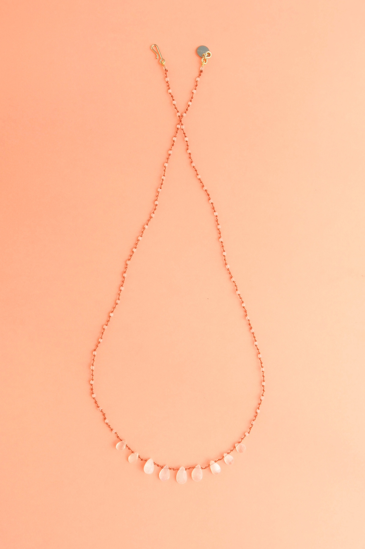 9-Drop Necklace in faceted moonstone on a cord — IVARENE Paris