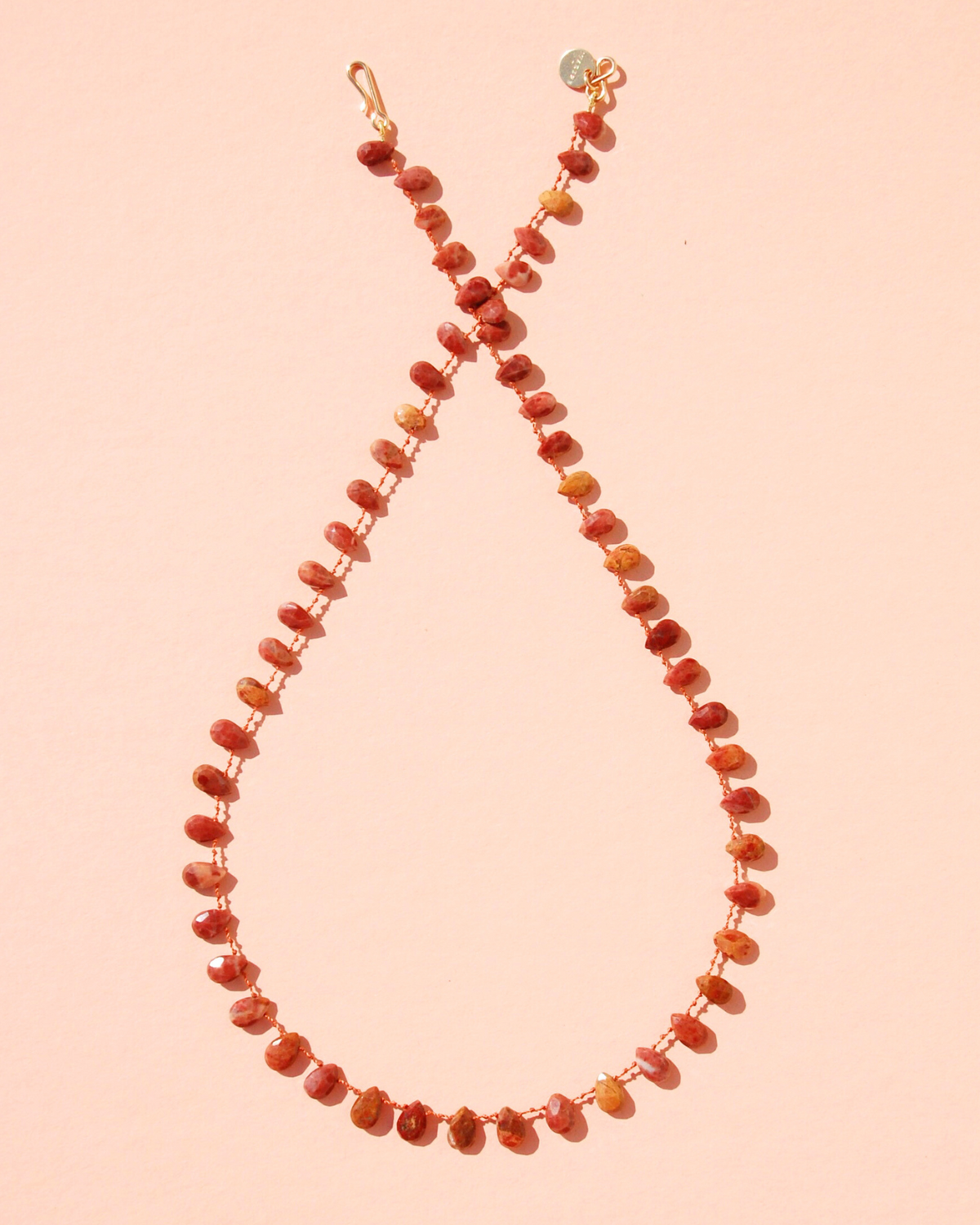 Collier Harper en jaspe rouge, petites gouttes sur cordon — IVARENE Paris