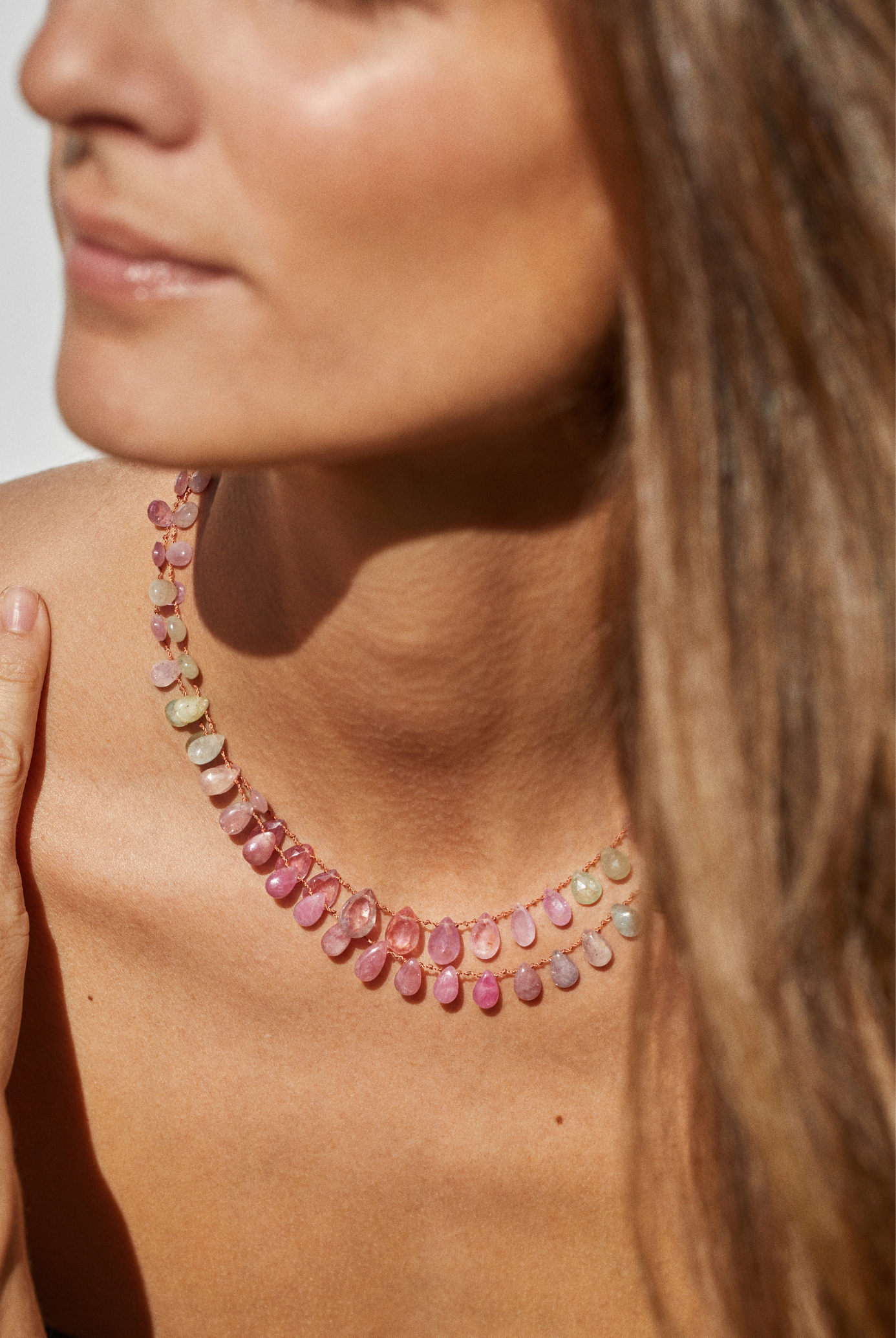 Collier 'Meadow' Facette en saphir ombré – bijou en pierres précieuses
