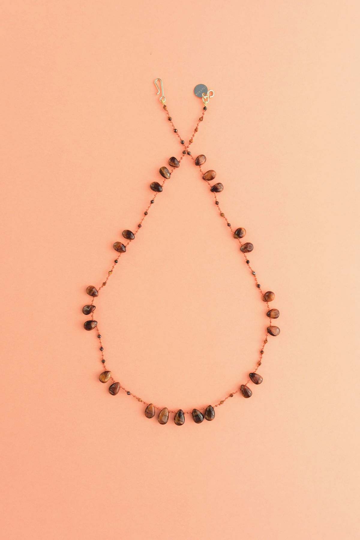 Offset Necklace in tiger's eye on a cord — IVARENE Paris