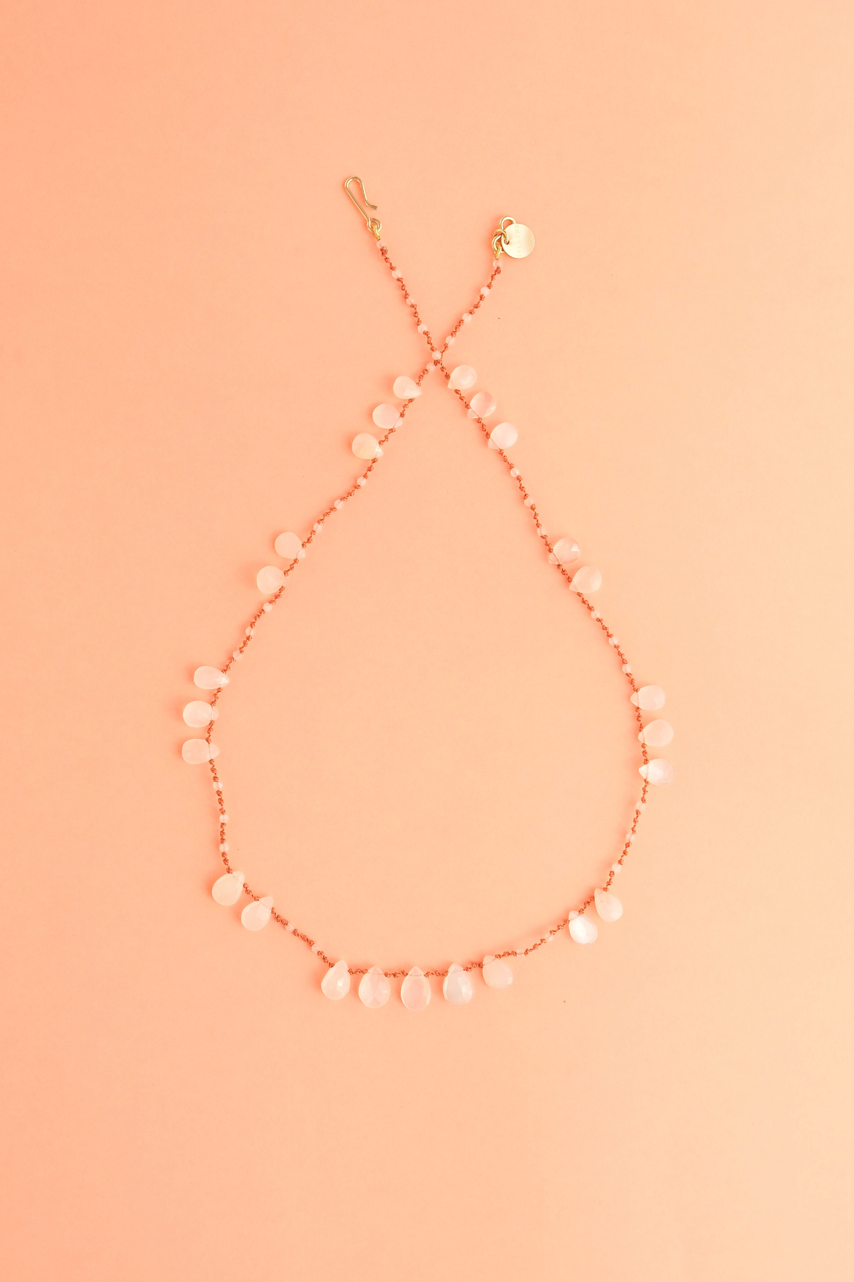 Offset Necklace in faceted moonstone on a cord — IVARENE Paris