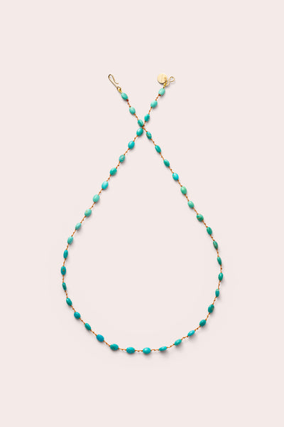 Collier Turquoise Naturelle - 340 Carats - 3 Rangs 6 Mm - Inclusions Cuivre - Fabriqué En France