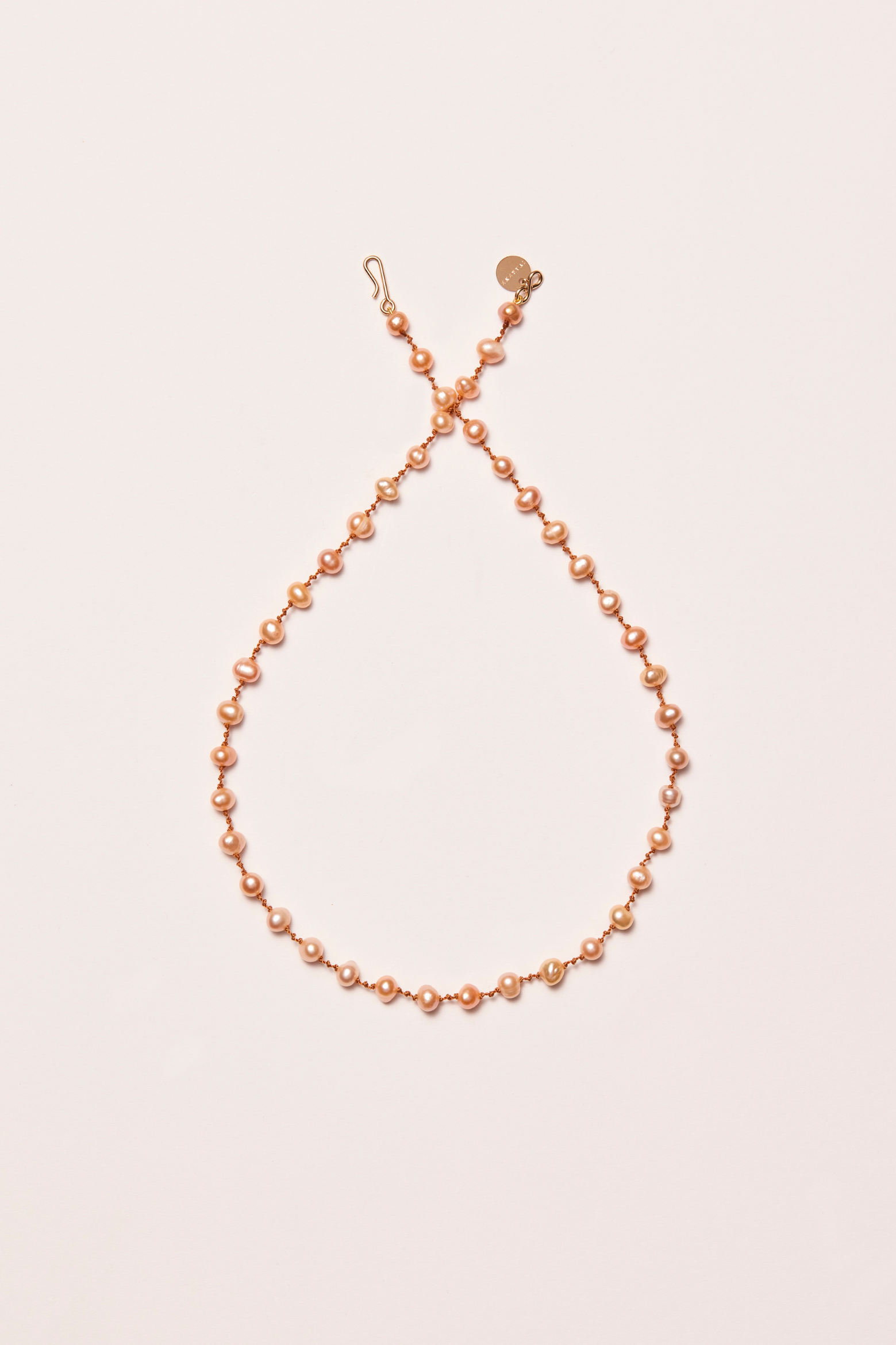 Collier 'Bird Pêche' avec perles pêche – bijou délicat fait main