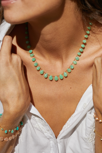 Green Chrysoprase Cord Necklace · Evergreen | IVARENE