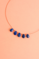 5-Drop Necklace in lapis lazuli, another view — IVARENE Paris