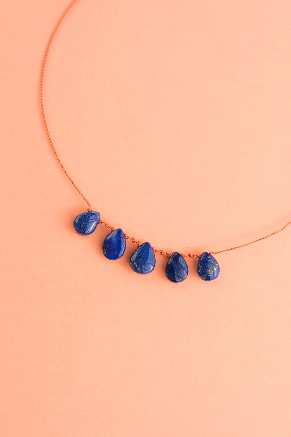 5-Drop Necklace in lapis lazuli, another view — IVARENE Paris