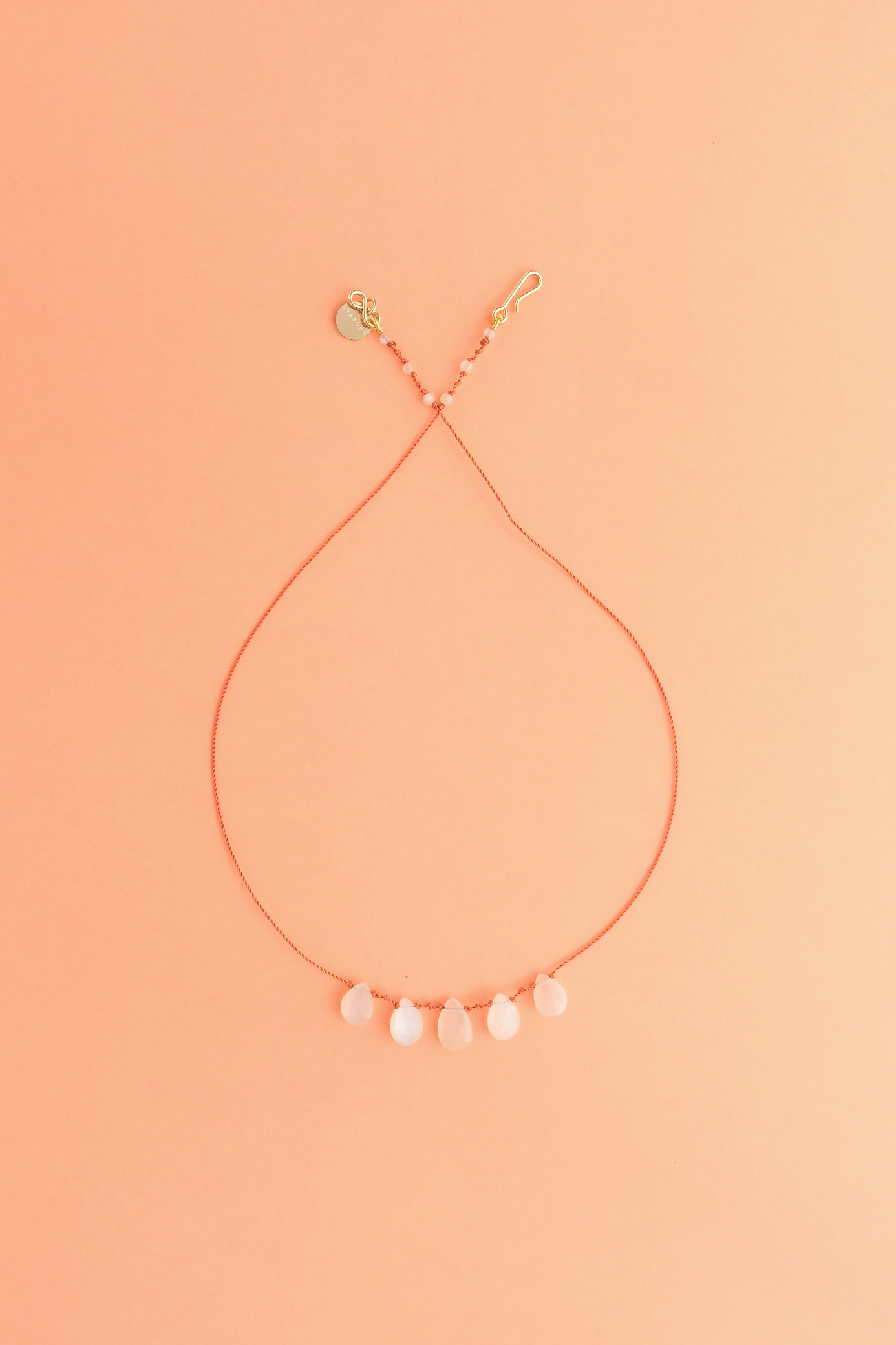 5-Drop Necklace in faceted moonstone on a cord — IVARENE Paris