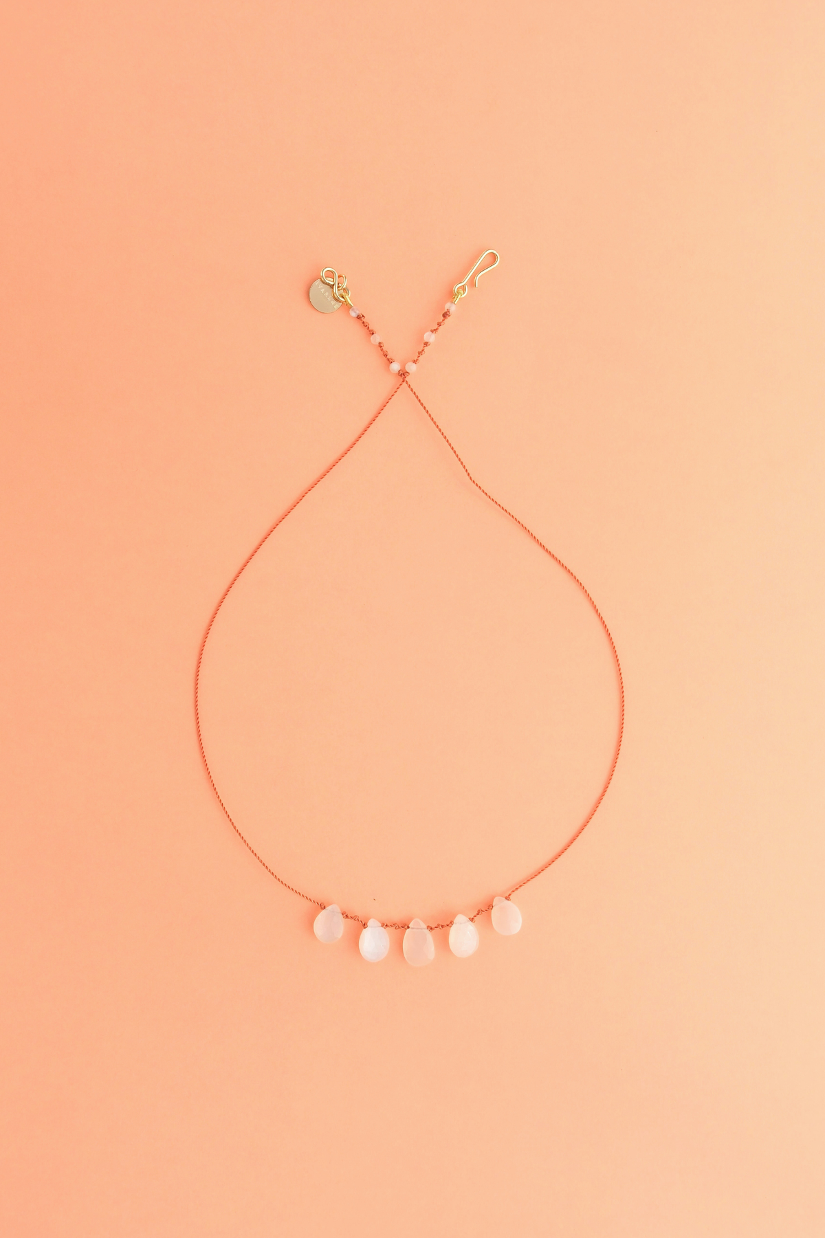 5-Drop Necklace in faceted moonstone on a cord — IVARENE Paris