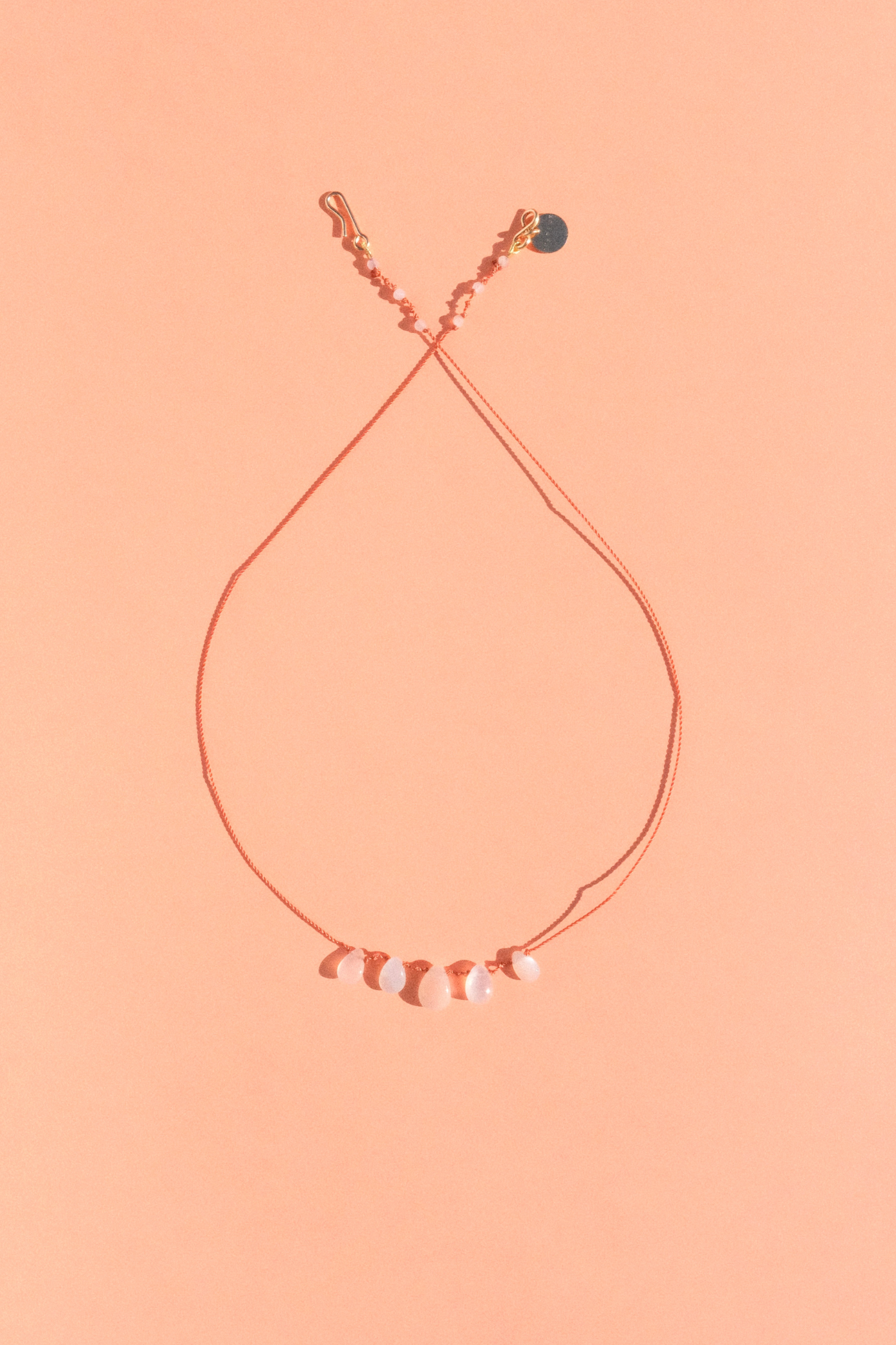 5-Drop Necklace in smooth moonstone on a cord — IVARENE Paris