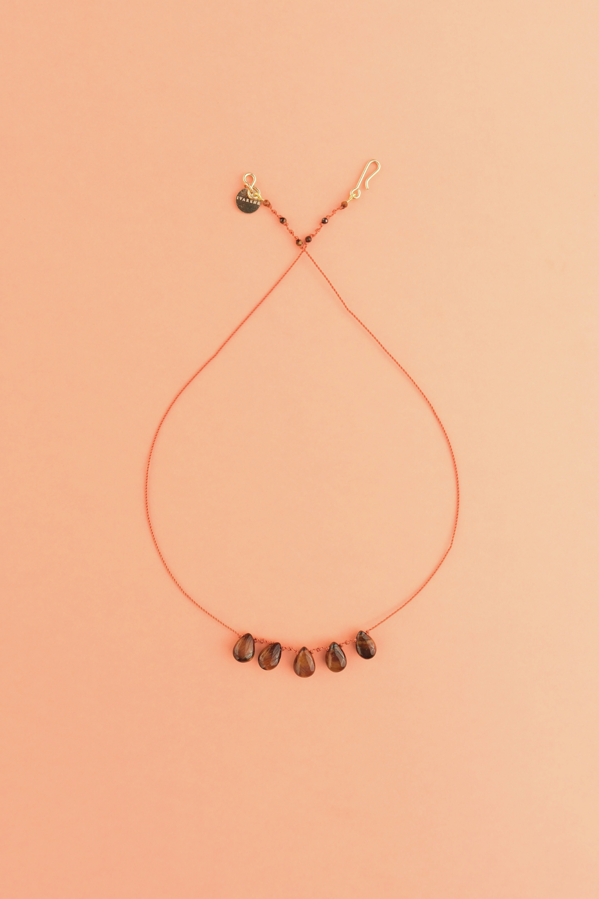 5-Drop Necklace in tiger's eye on a cord — IVARENE Paris