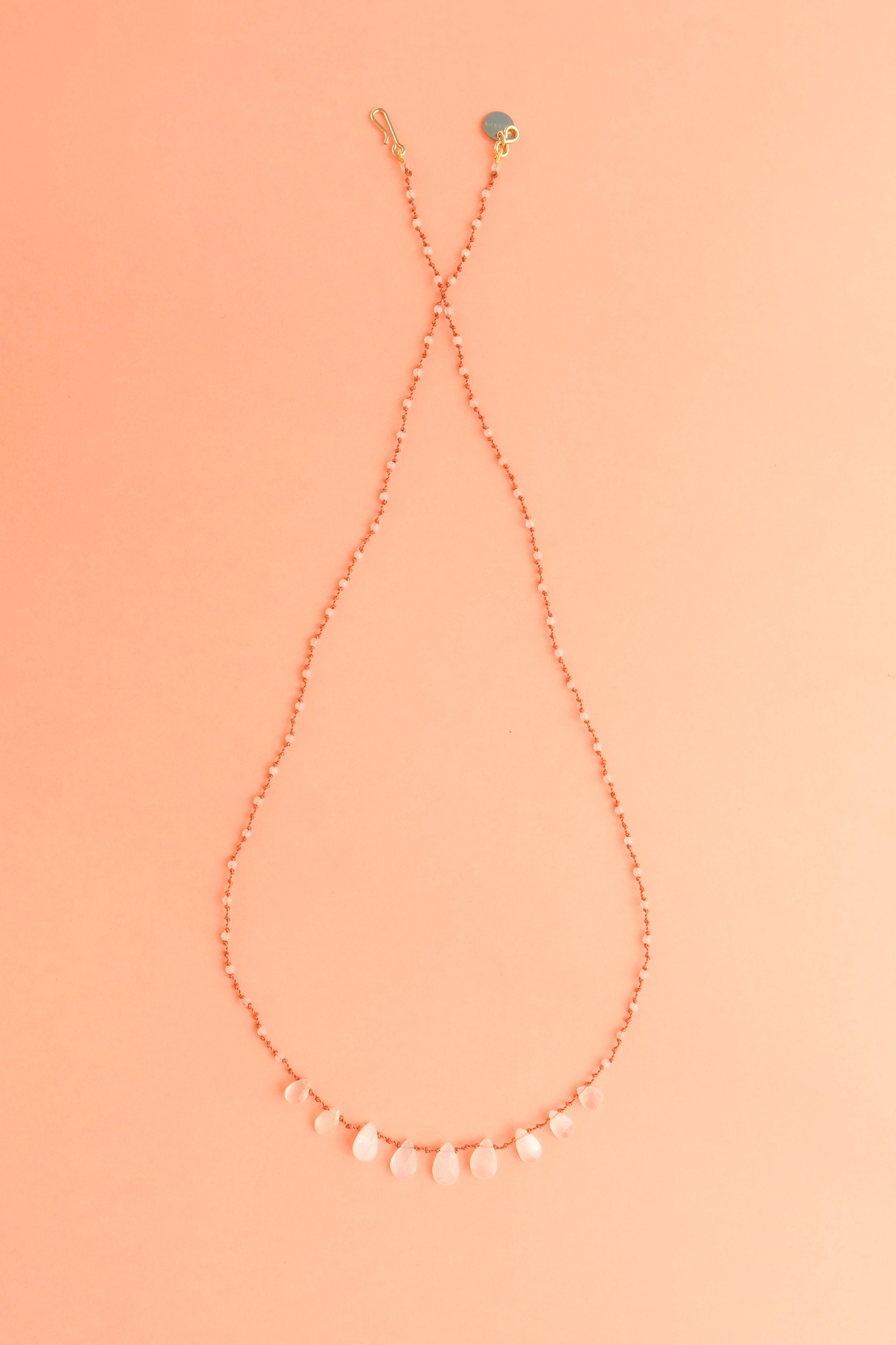 9-Drop Necklace in faceted moonstone on a cord — IVARENE Paris