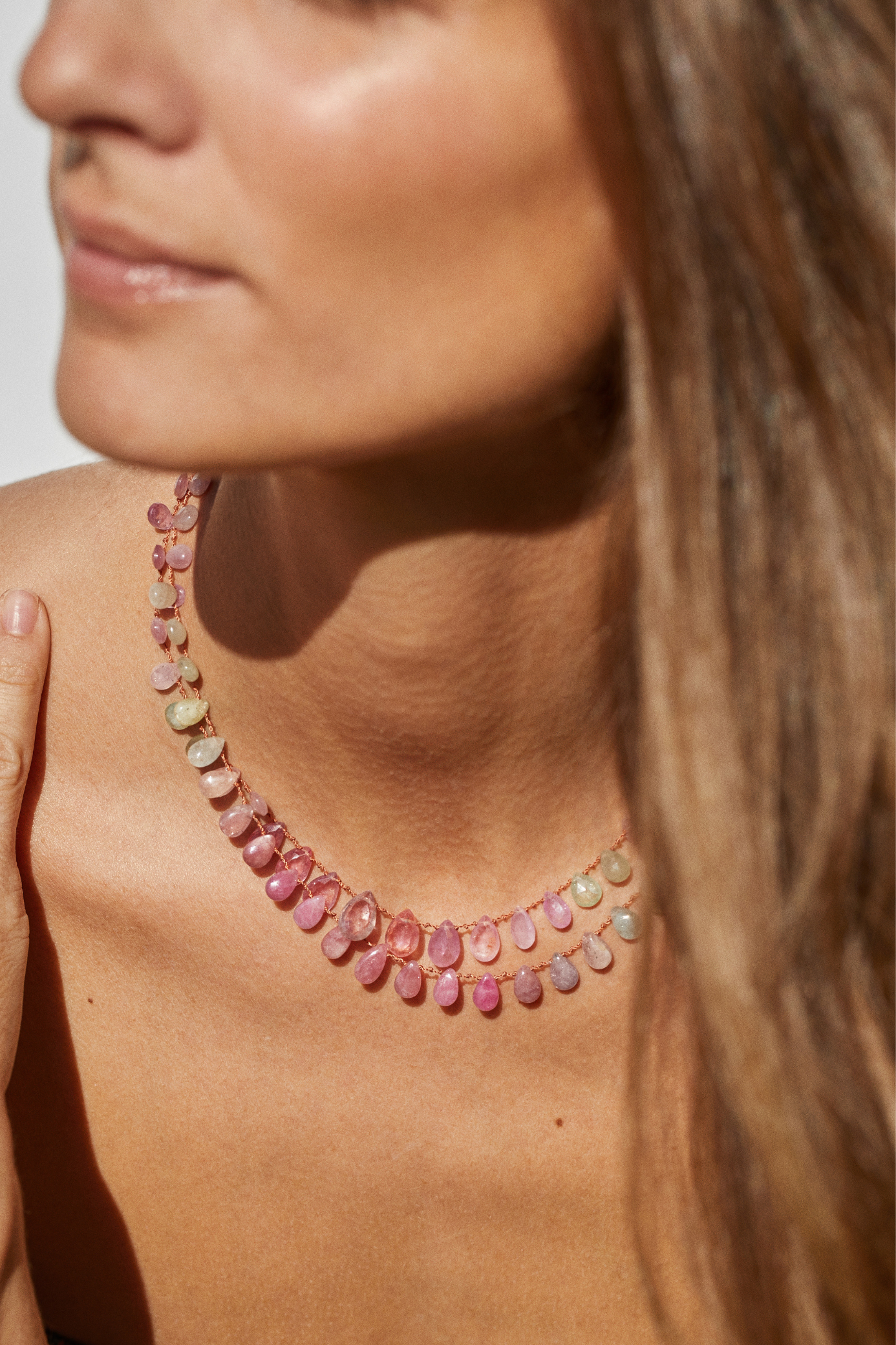 Collier 'Meadow' Facette en saphir ombré – bijou en pierres précieuses