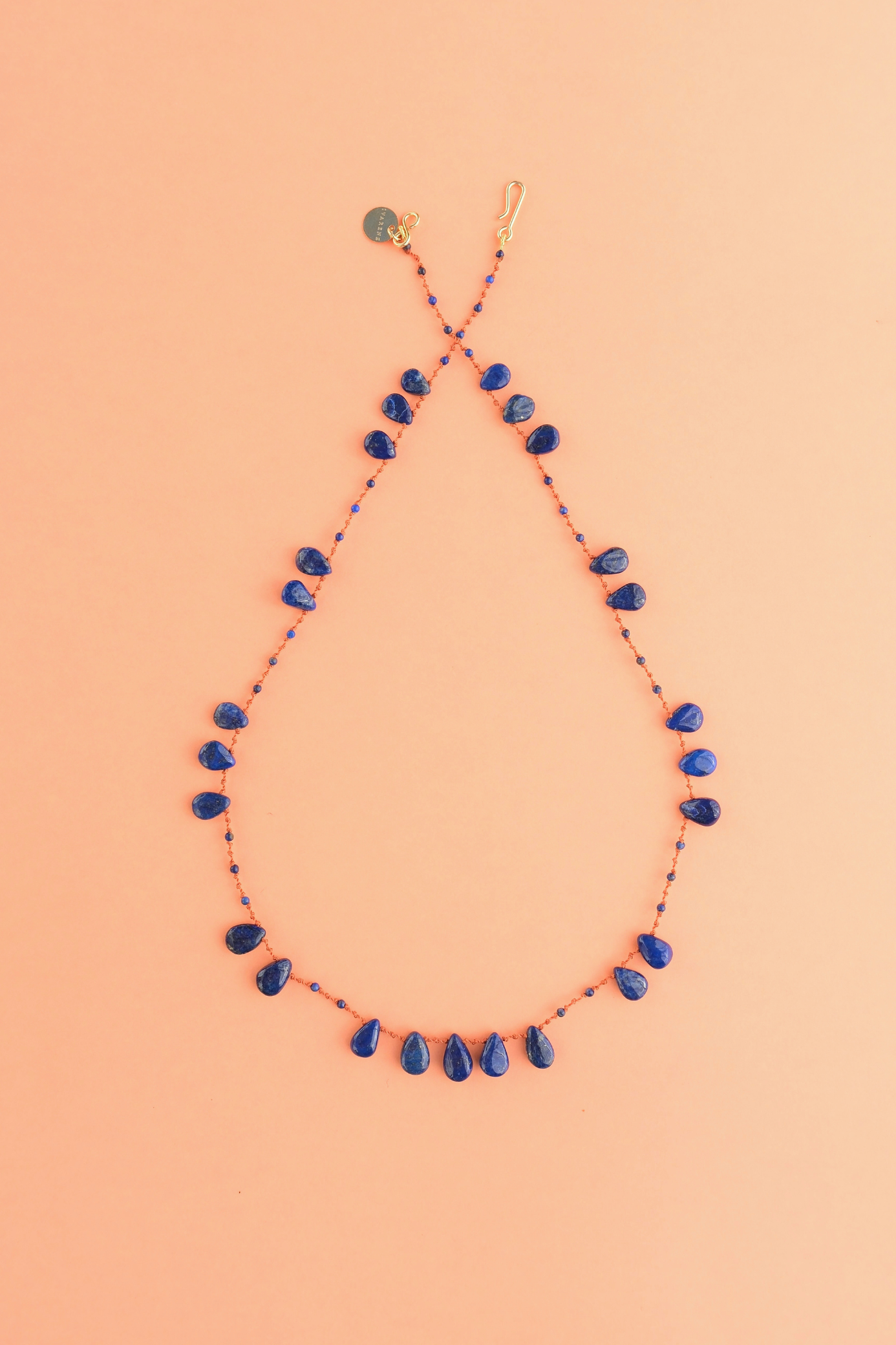 Offset Necklace in lapis lazuli on a cord — IVARENE Paris