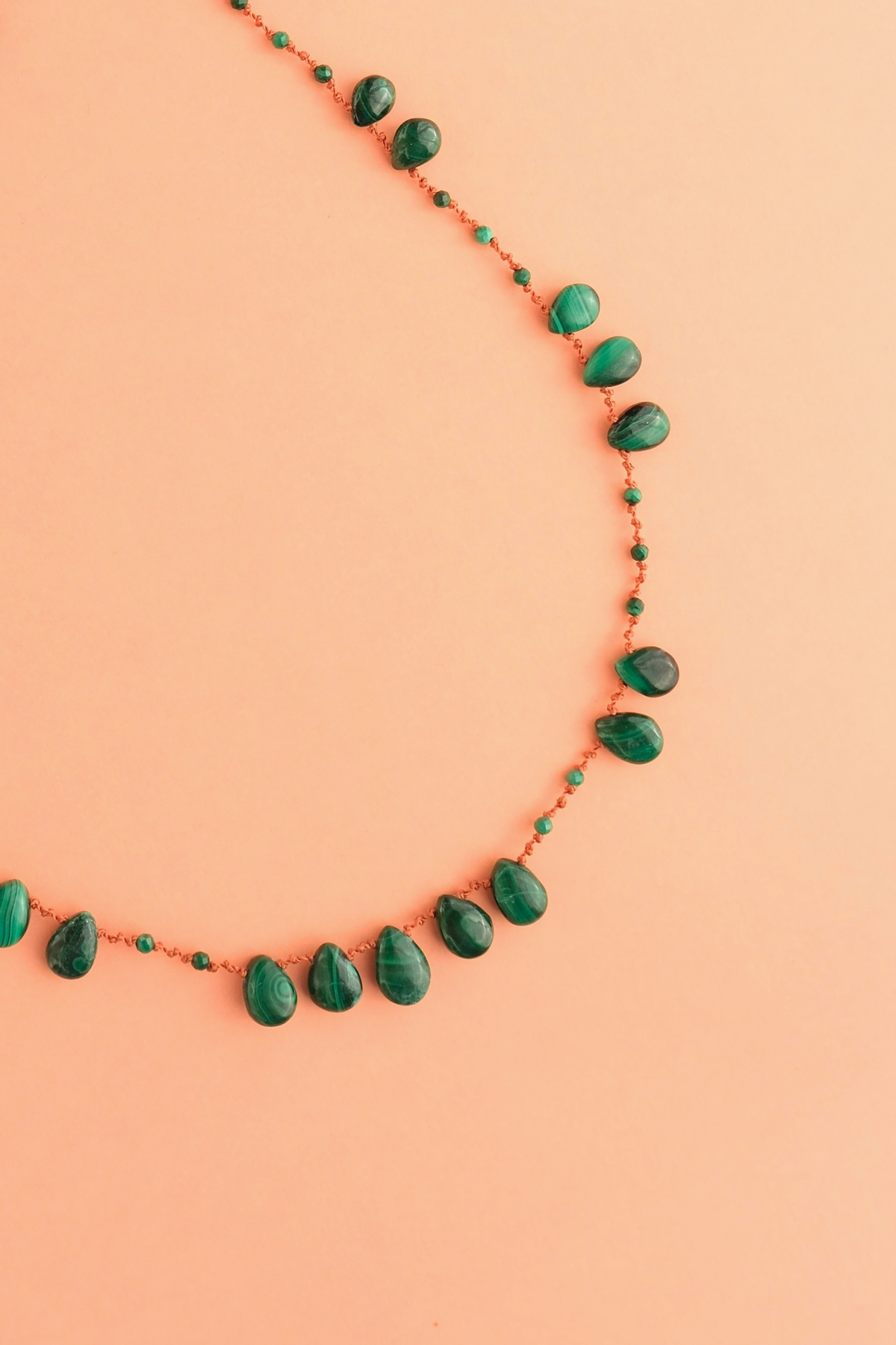 Offset Necklace in malachite, another view — IVARENE Paris