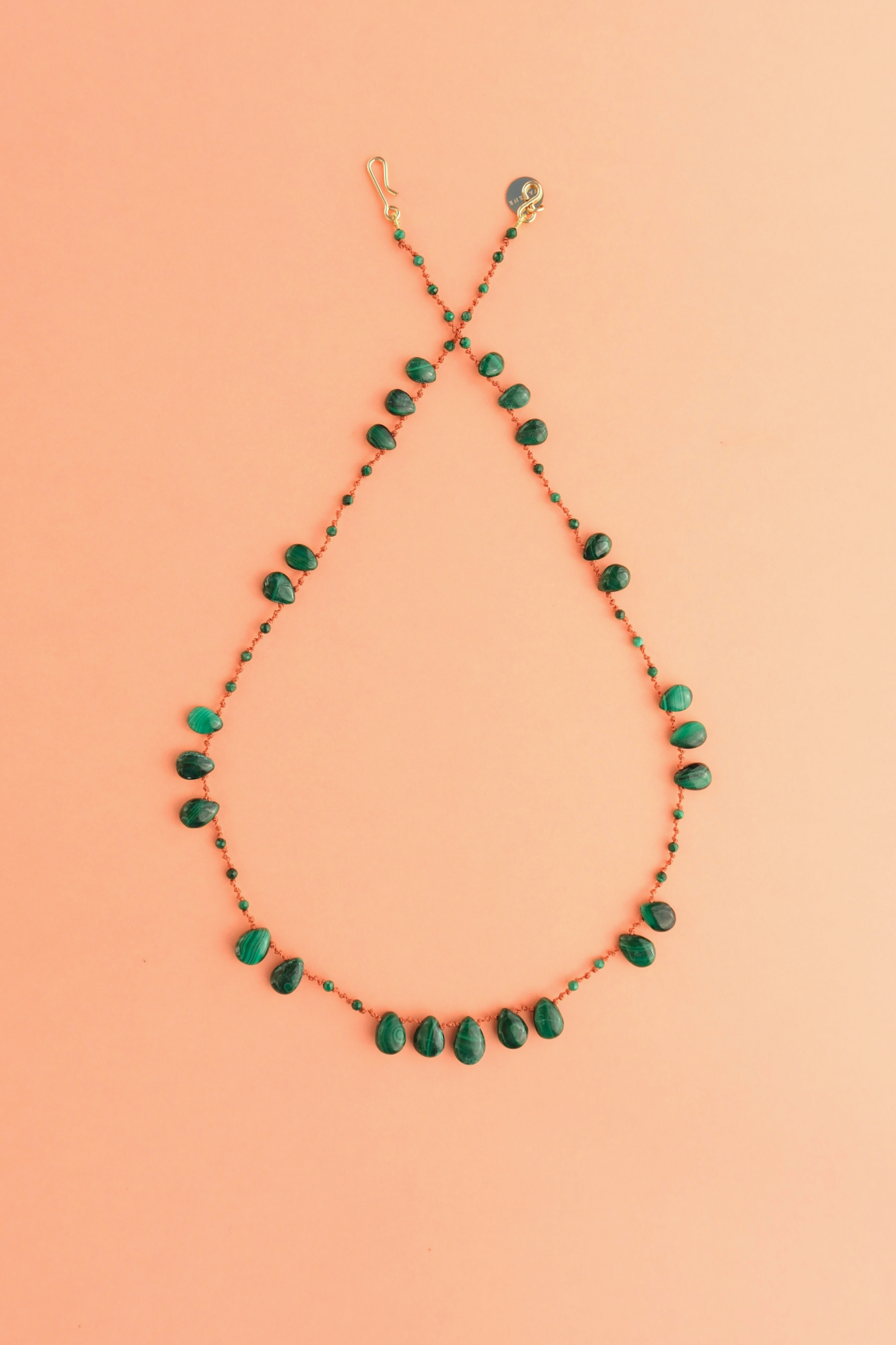 Offset Necklace in malachite on a cord — IVARENE Paris