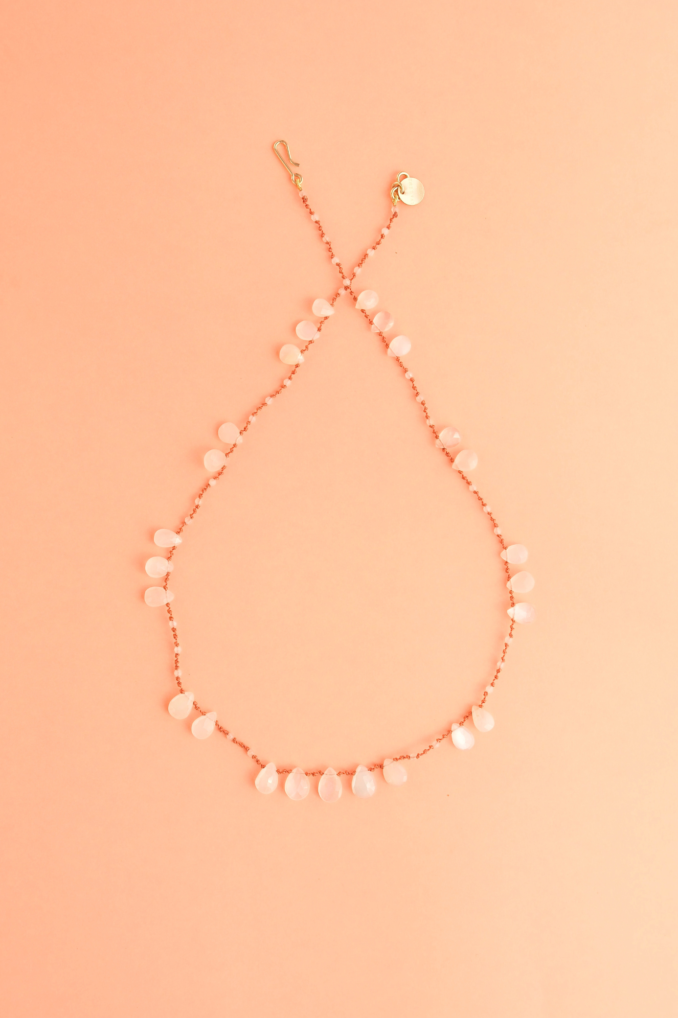 Offset Necklace in faceted moonstone on a cord — IVARENE Paris