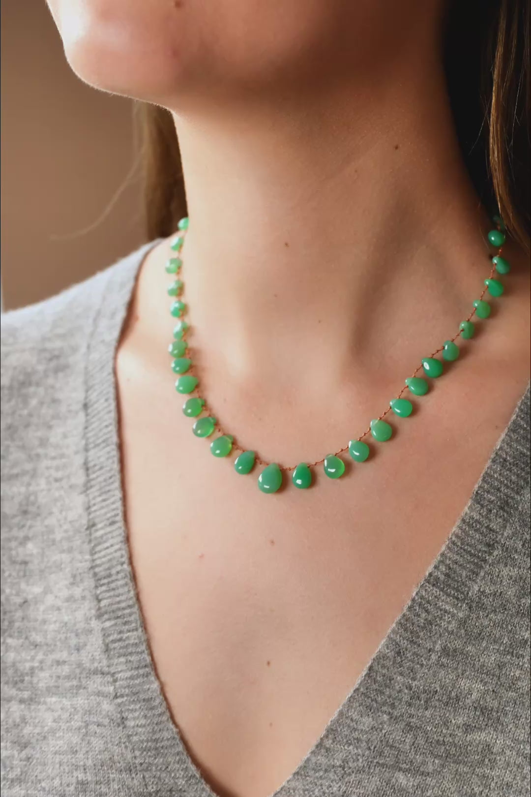Green Chrysoprase Cord Necklace · Evergreen | IVARENE