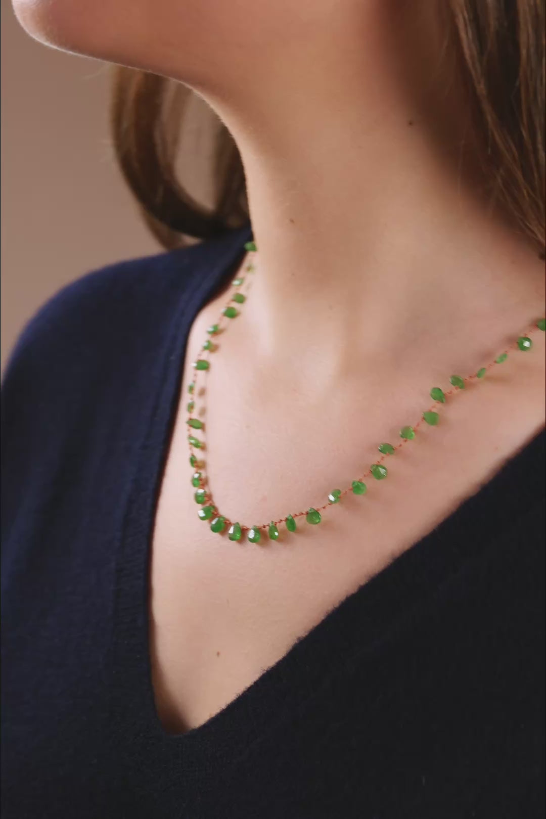 Green Tsavorite Cord Necklace | IVARENE