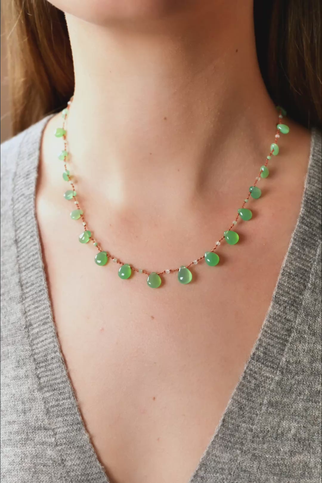 Green Chrysoprase Cord Necklace · Evergreen | IVARENE