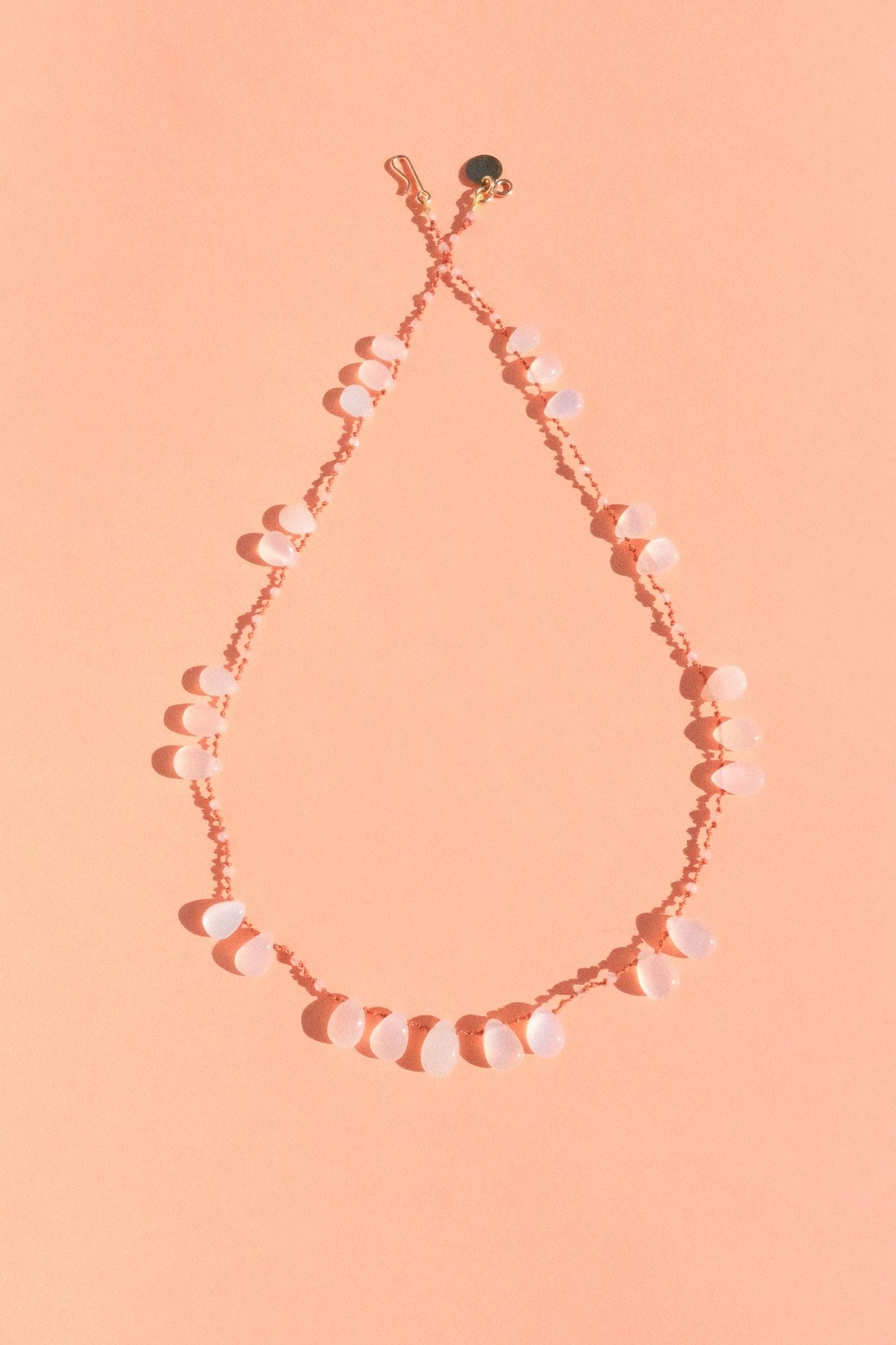Offset Necklace in smooth moonstone on a cord — IVARENE Paris