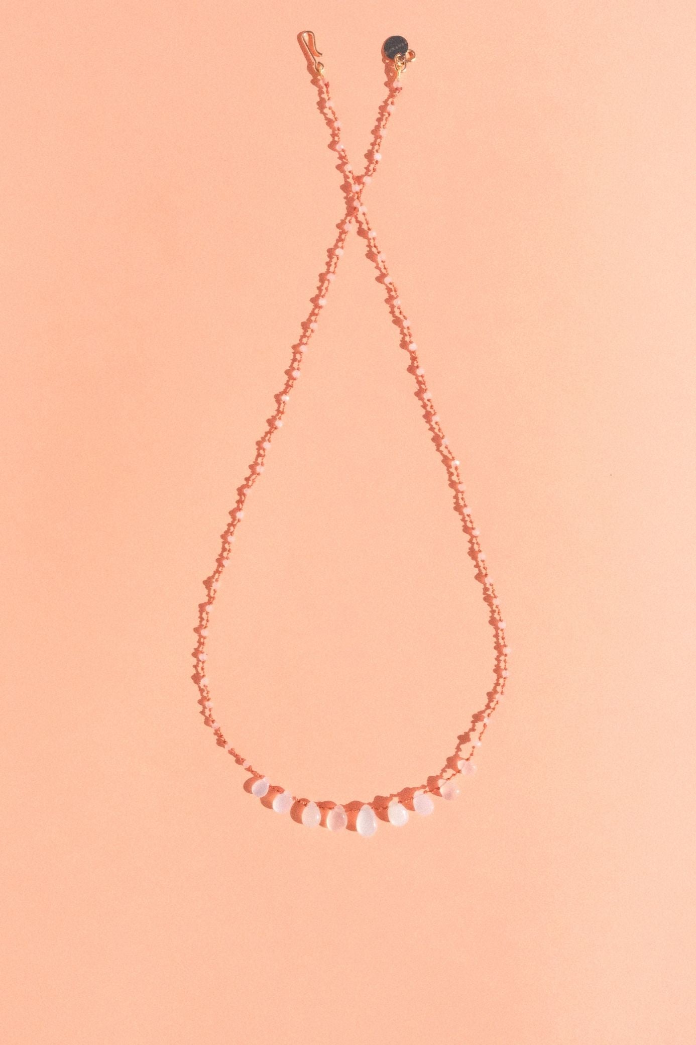 9-Drop Necklace in smooth moonstone on a cord — IVARENE Paris