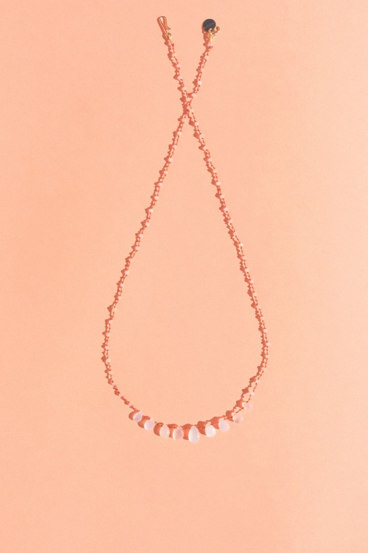 9-Drop Necklace in smooth moonstone on a cord — IVARENE Paris